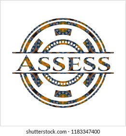 Assess arabesque style emblem. arabic decoration.