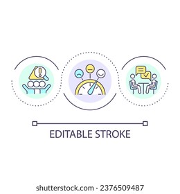 Assess consumers experience loop concept icon. Marketing research. Evaluate clients satisfaction abstract idea thin line illustration. Isolated outline drawing. Editable stroke. Arial font used