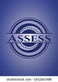 Assess emblem with jean texture. Vector Illustration. Detailed.