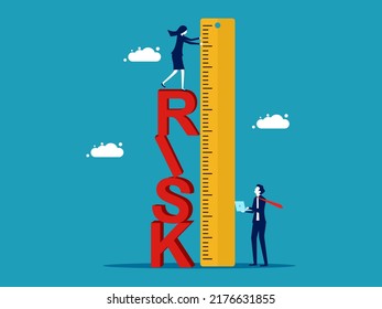 Assess the risks. business woman Use a ruler to measure the risks. vector