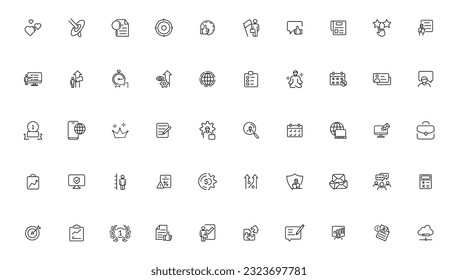 Assessment and analytics linear icons collection.Set of thin line web icon set, simple outline icons collection, Pixel Perfect icon set.