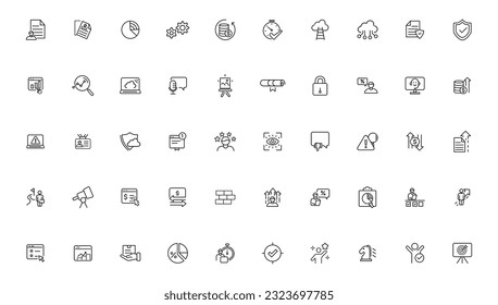 Assessment and analytics linear icons collection.Set of thin line web icon set, simple outline icons collection, Pixel Perfect icon set.
