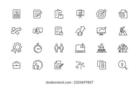 Assessment and analytics linear icons collection.Set of thin line web icon set, simple outline icons collection, Pixel Perfect icon set.