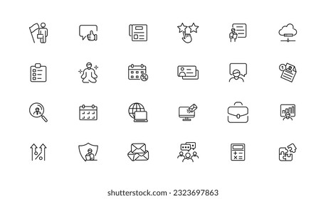 Assessment and analytics linear icons collection.Set of thin line web icon set, simple outline icons collection, Pixel Perfect icon set.