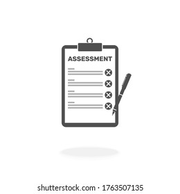 Assessment Checklist On Clipboard Fail - Icon Vector Illustration Sign Symbol