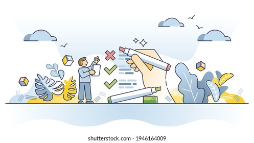 Assessment As Company Audit, Evaluation Or Business Report Outline Concept. Employee Skills, Performance Or Quality Check With Review And Deep Analysis Vector Illustration. Examination And Control.