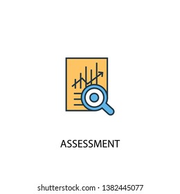assessment concept 2 colored line icon. Simple yellow and blue element illustration. assessment concept outline symbol design