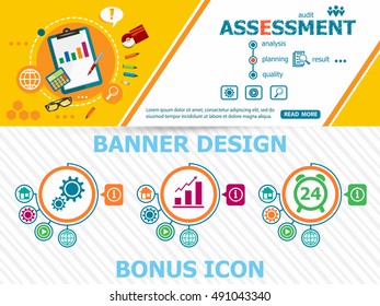 Assessment concepts and abstract cover header background for website design. Horizontal advertising business banner layout template