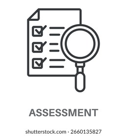 Assessment Design Icon, Simple Style Design Inspiration For Any Logos Interface And Purpose
