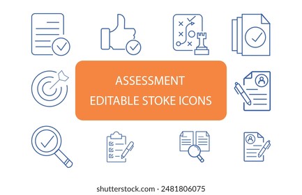 assessment editable stoke icons set