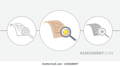 Icono plano de evaluación. icono de auditoría