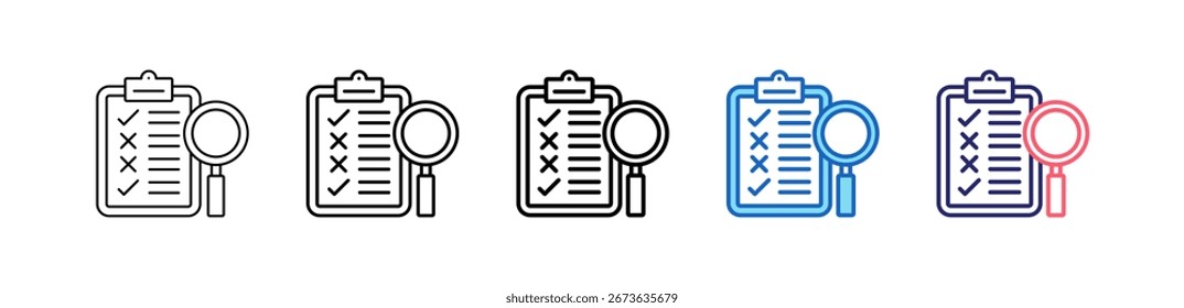Icono De Evaluación En 5 Estilos Diferentes Establecer Colección.