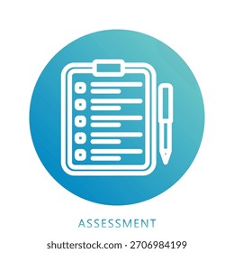 Assessment Icon Mini Illustration Icon. Use For Modern Concept, Print, Ui, Ux Kit, Web And App Development. Vector Related To Office, Education, Examination And More