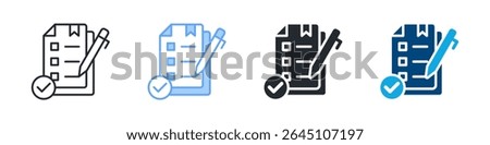 Assessment Icon Set Multiple Style. Designed In Outline, Blue, Glyph, Dual Tone