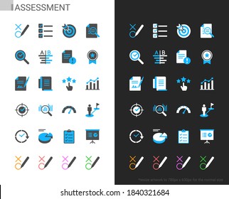 Assessment icons light and dark theme. Pixel perfect.
