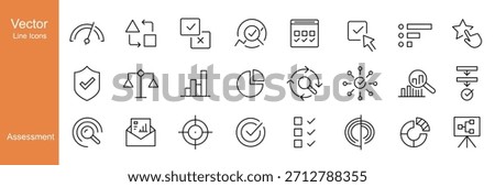 Assessment Icons - Vector Line. Editable Stroke.