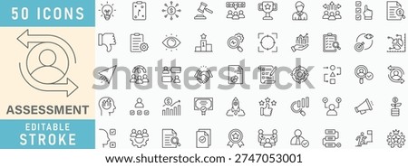 Assessment line icon collection, Editable stroke. Vector illustration.