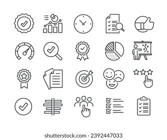 Assessment line icons. Editable stroke. For website marketing design, logo, app, template, ui, etc. Vector illustration.