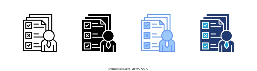 Assessment Multi Style Icon Set Vector