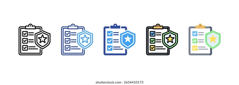 Conjunto de iconos de estilo múltiple de evaluación