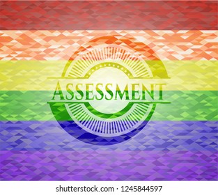 Assessment on mosaic background with the colors of the LGBT flag
