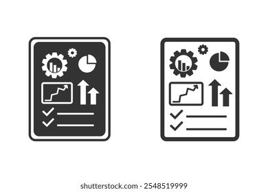 Concepto de investigación de la factura, de la Factura o de la descripción y del Comentarios interno. diseño linear plano del arte del trazo del logotipo de la política reguladora aislado en el icono blanco del conjunto del fondo