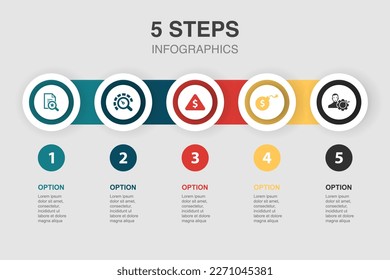 assessment, Risk Identification, Risk Capital, risk investment, risk manager, icons Infographic design layout template. Creative presentation concept with 5 steps