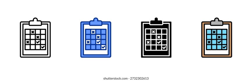 Assessment Rubric icon set multiple style collection