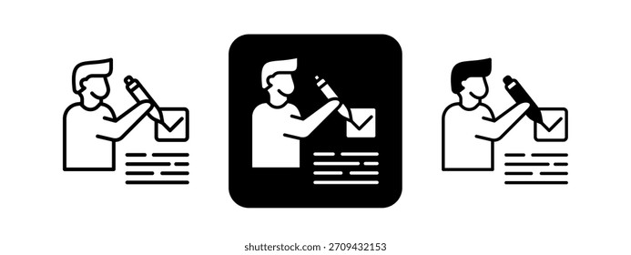 Assessment Solid color and black line drawing vector illustration set