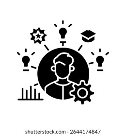 assessment student knowledge level black flat icon for digital and print projects.  Minimal clean icons for apps and websites. Modern simple icons for UI UX and branding