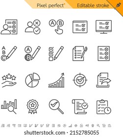 Assessment thin icons. Pixel perfect. Editable stroke.