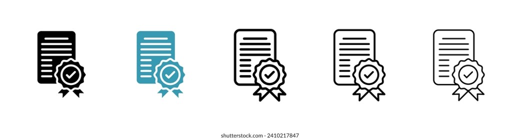 Assessment Verification Vector Icon Set. Certification and quality check vector symbol for UI design.