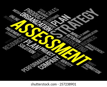 Assessment word cloud, business concept