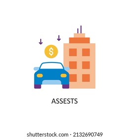 Assest Vector Outline Icon Design Illustration. Fintech-Symbol auf weißem Hintergrund - EPS10-Datei