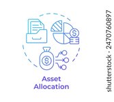 Asset allocation blue gradient concept icon. Investment plan, financial strategy. Round shape line illustration. Abstract idea. Graphic design. Easy to use in infographic, presentation