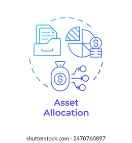 Asset allocation blue gradient concept icon. Investment plan, financial strategy. Round shape line illustration. Abstract idea. Graphic design. Easy to use in infographic, presentation