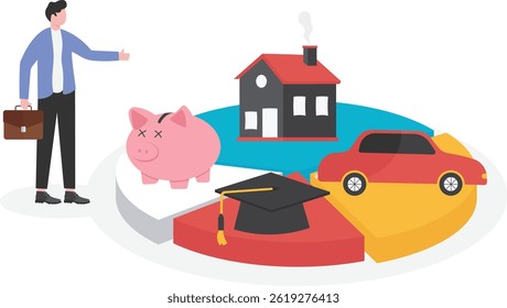 Asset allocation dividing an investment portfolio among different asset categories.

