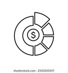 Asset allocation icon in black outlined and solid.