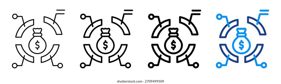 Asset Allocation Icon Different Outline Collection Set