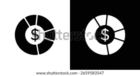 Asset allocation icon in flat black solid vector set