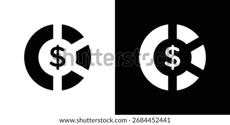 Asset allocation icon in flat style, filled black symbol