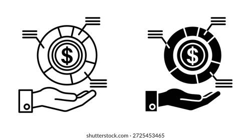 Asset allocation icon. Line with editable stroke and flat for Web