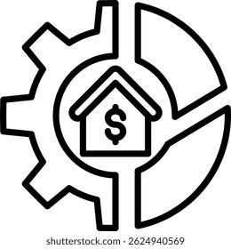 Ilustración vectorial de línea de icono de asignación de activos