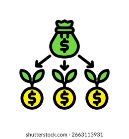 Asset Allocation Icon Lineal Color Vector Illustration