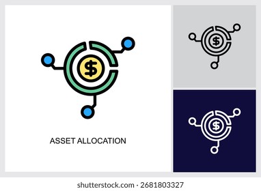 Asset Allocation icon Multi Style Vector Illustration