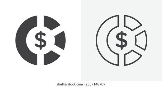 Asset allocation icon. outlined vector style.