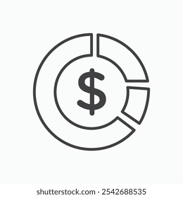 Asset allocation icon in thin black lines