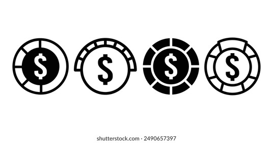 asset allocation icon vector design black white color illustration collection set 