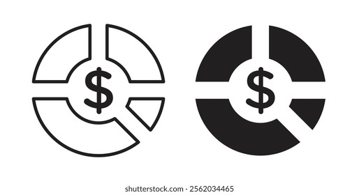 Asset allocation icons in flat and line style set.