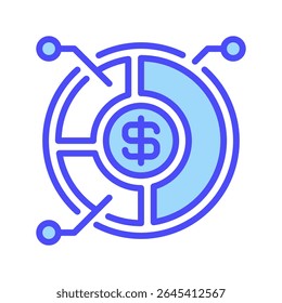 Ícone de Linha de Alocação de Ativo, Símbolo de Estrutura de Tópicos para Balanceamento de Portfólio, Estratégia de Investimento, Planejamento Financeiro, Controle de Risco e Distribuição de Patrimônio. Ícone de sinal vetorial.